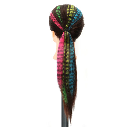 Extensão de Cabelo Sintético 18" Longo Liso Feminino Clip-In de Alta Temperatura Pedaço de Cabelo Peruca de Pena Azul Rosa Colorido