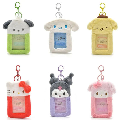 Hello Kitty Plush Card Case Keychain Kuromi Melody Card holder Kawaii Photo Card Display Sleeves Cute Bag Gifts