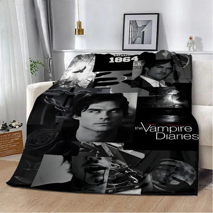 Damon Salvatore The Vampire Diaries Printed Blanket Picnic Blankets Warm Blanket Soft and Comfortable Blanket Home Travel Gift