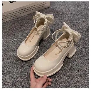 Women Thick Platform Mary Janes Lolita Shoes Party Pumps Summer 2024 New High Heels Sandals Bow Chain Mujer Shoes Oxford Zapatos