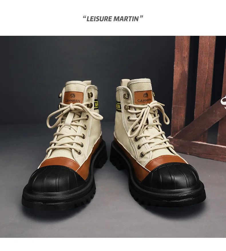 Men's Shoes  Autumn and Winter Breathable High-top Boots Heightened Thick-soled All Match Canvas Casual Shoes Mens Boots