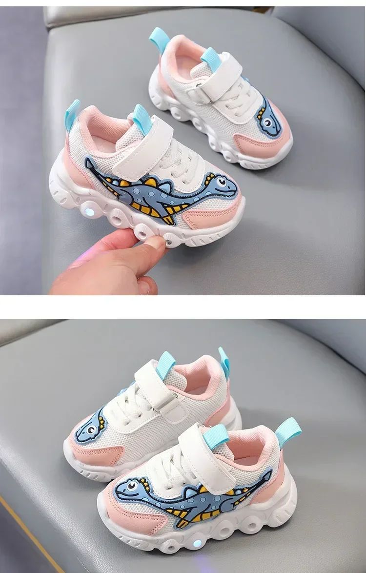 LED Children Cute Cartoon Boys Casual Sneaker for Children Shoes Girl Mesh Breathable Lighting Shoes Baby Illuminated Shoe