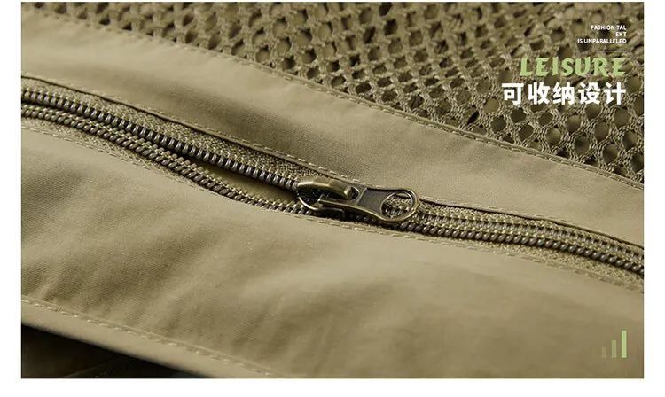 Colete Masculino de Malha com Vários Bolsos Secagem Rápida Sem Mangas Jaqueta Repórter Solto Casual Fino para Pesca Colete Masculino