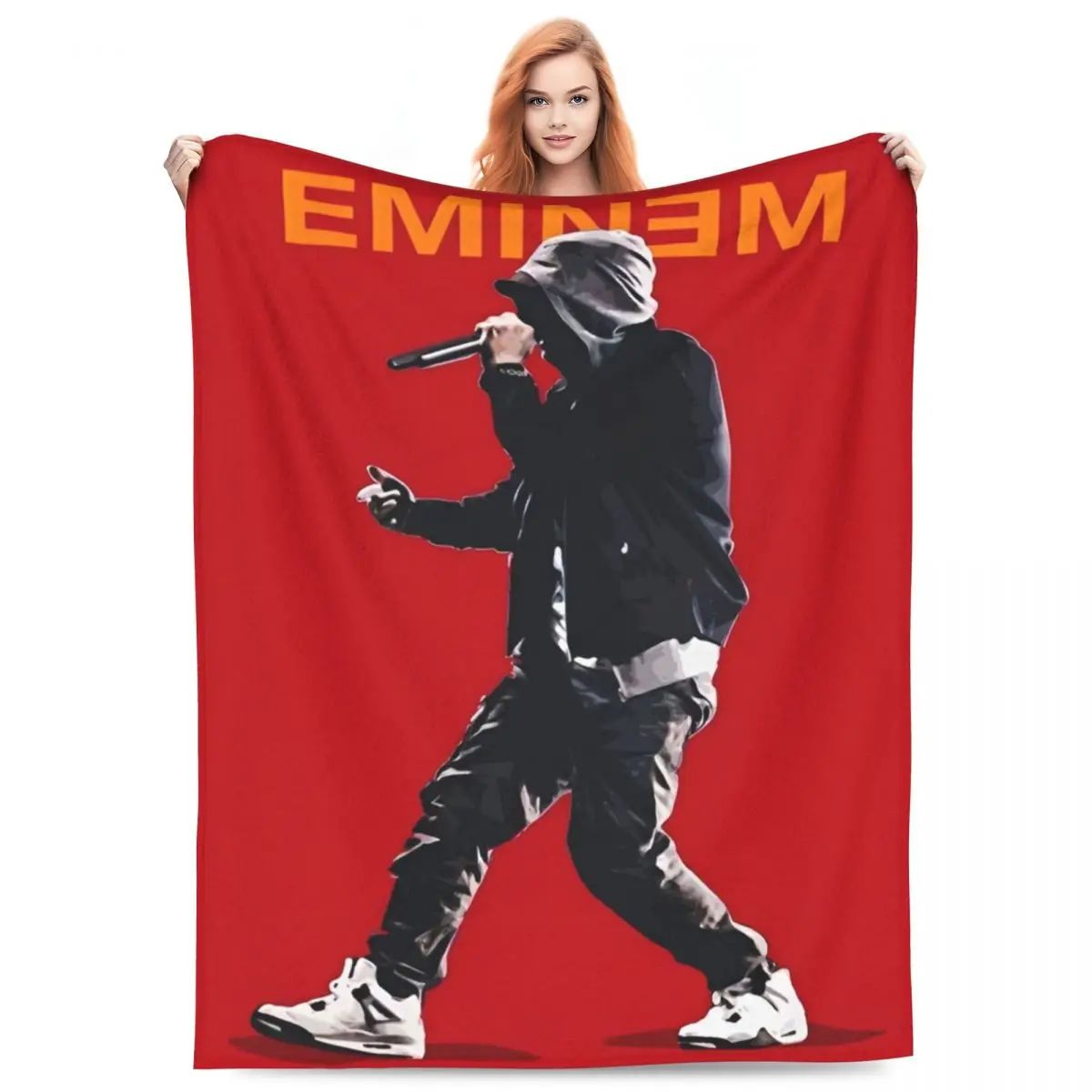 Eminem Inspired Coral Fleece Throw Blanket Super Soft Plush for Home Travel Bedding Air Conditioning  Summer Essential