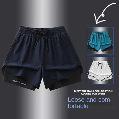 ? S-5XL ?2025 Sports Three Piece Pants Summer Popular Anti glare Double layered Sports Shorts for Men and Women Couples Ru