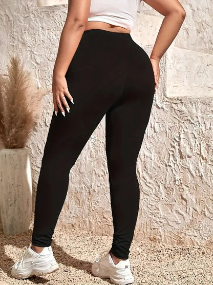 Plus Size Women's Black High-stretch Leggings Wear Nine-point Pants High-waisted Plus Fat Solid Color Small Feet Pants