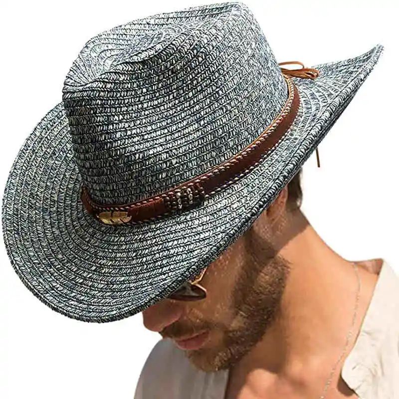 Western Cowboy Hat Summer UV Protection Unisex Vintage Sun Hat for Outdoor Travel Riding New