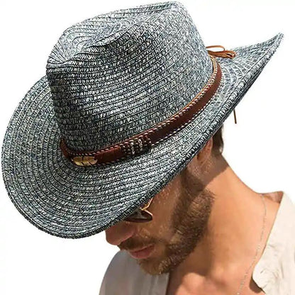 Western Cowboy Hat Summer UV Protection Unisex Vintage Sun Hat for Outdoor Travel Riding New