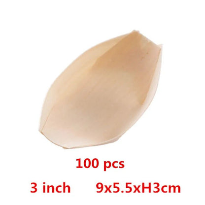 50 100pcs Natural bamboo Disposable Kayak sushi Wood Boat Salad Dessert Pine cake Boat Snack Bowl mat sushi plate tray onigiri