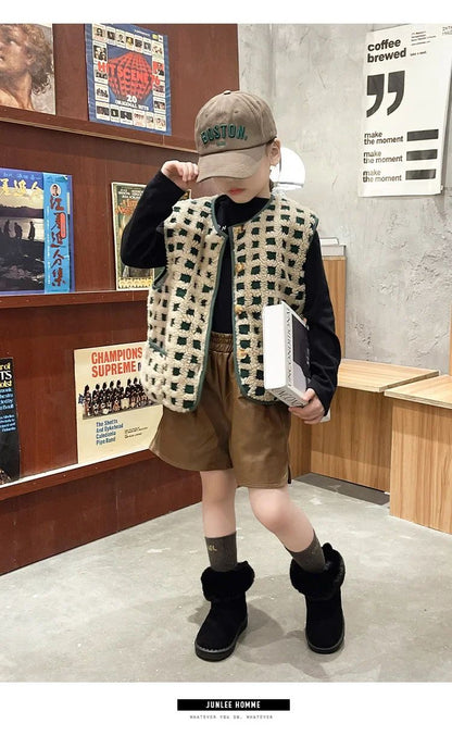 Kids Genuine Cowhide Snow Boots Winter Baby Soft Warm Cotton Shoes with Plush Boys Girls One Fur Suede Boots Princess Retro Boot