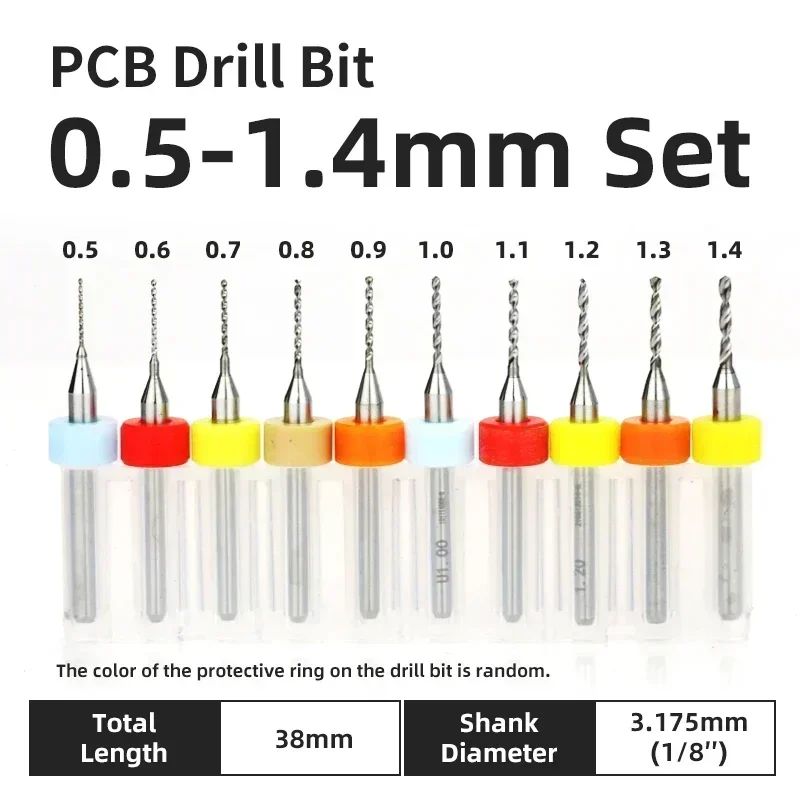 Broca PCB 10pcs Conjunto de Brocas Micro Diâmetro de Aço Tungstênio 1/8" Cabo Fixo Mini Broca CNC 0.1-3.175mm