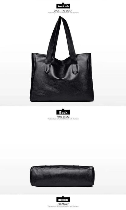 Female Big Soft Leather Satchel Bag Classic Solid Color Simple Casual Large Capacity Tote Single Shoulder Bag Purses and Handbag