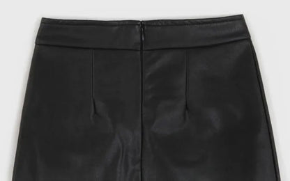 Mini Dress Short Black Pu Leather Skirt Sexy Professional Tightening Women's Underwear 2024 New Style Ultra-short Female Suit