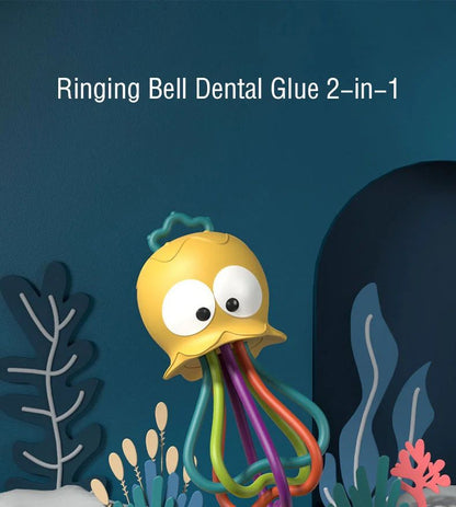 Jellyfish Grinding Gum Rocking Bell for Babies Aged 0-3 Years Old, Multifunctional Hand Grip, Water Boiling Toy Safe and Durable