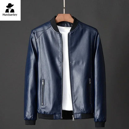 2024 Autumn New Men Black Biker PU Leather Coat Korean Fashion Men Pu Leather Jacket Trend Casual Fit Slim Baseball Clothes 8Xl