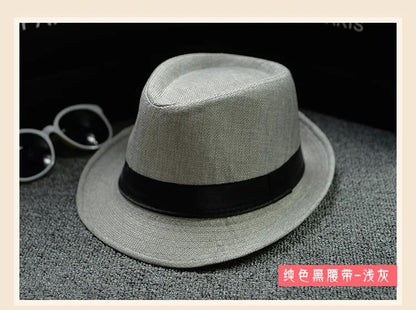 Fashionable Elegant Vintage Unisex Classic Summer Hat with Brim for Men and Women in Black, White, Red, Panama Top Jazz Beach Fe