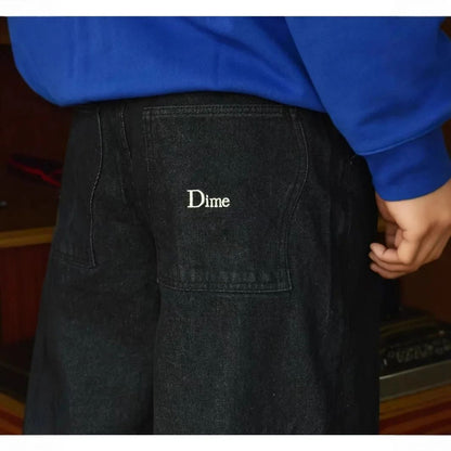 Calça Jeans Masculina Dime Baggy Reta Larga Casual Streetwear Skate Calça Jeans Lavada Comprida Curta Estilo Hip Hop