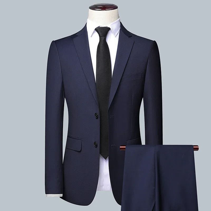 High quality Men Solid color Business - stylish handsome groom best man wedding dress 3/2/1 Single piece optional