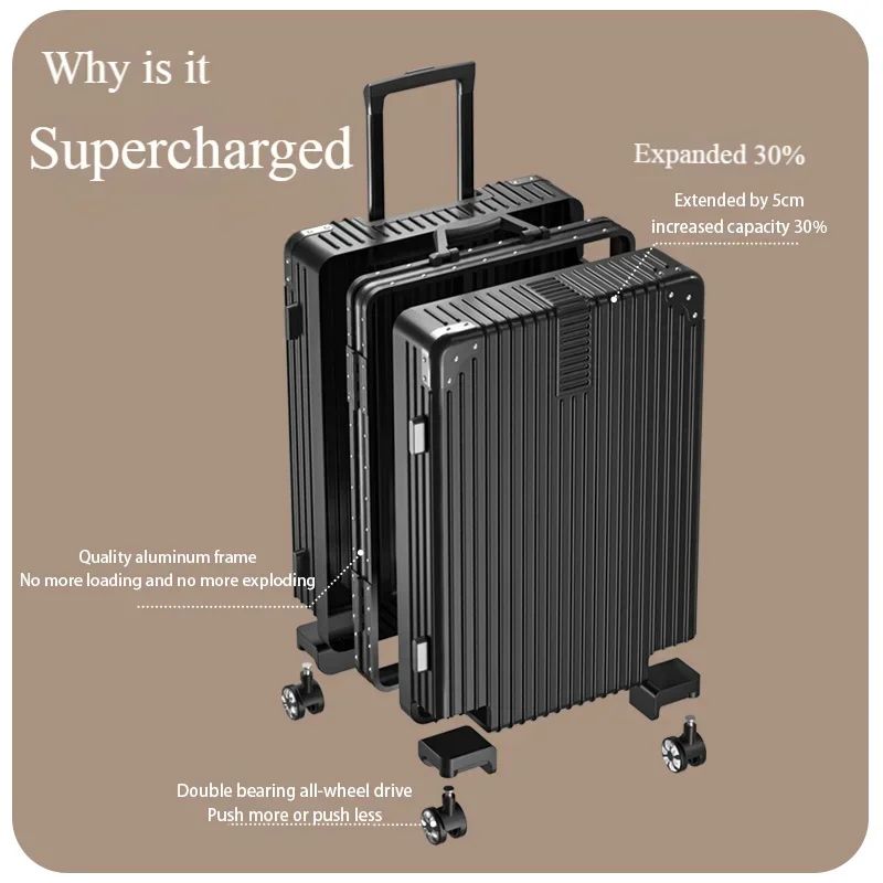 Travel Suitcase 20 22 24 26 28 Inch Trolley Suitcase 100% Aluminum Alloy Travel Bag Business Trip Large Capacity Storage Bag