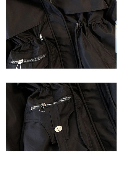 2024 New Autumn and Winter Lined Hood Down Jacket Winter Coat for Women Warm Drawstring Padded Parkas  Female Puffer Outwear