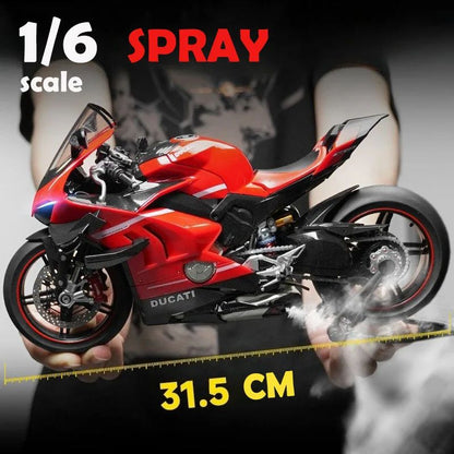 Spray de Fundição 1:6 Ducati V4 Moto Liga Modelo Coleção Miniatura Voiture Ornamento Namorado Presente Decoração de Casa Brinquedo Veículo
