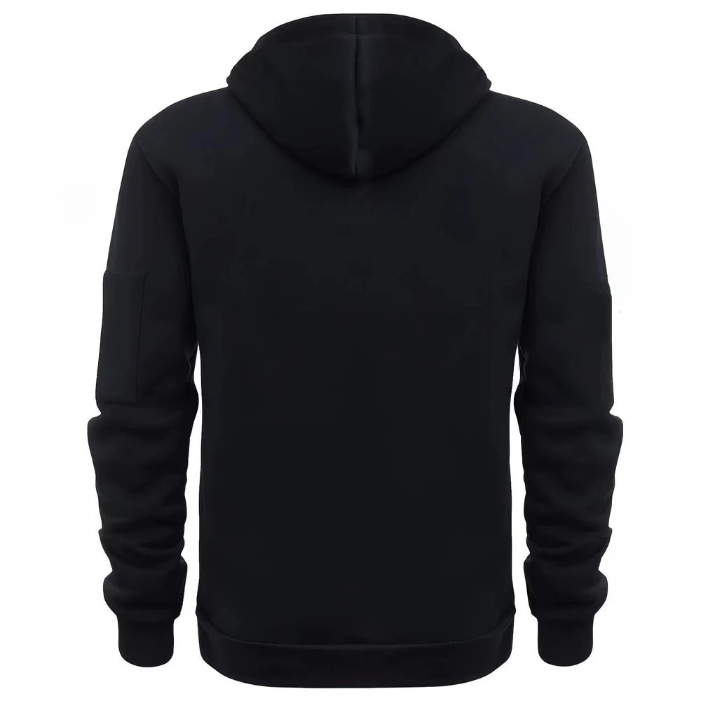 Autumn Long-sleeved Hooded Pullover Men's Zippered Pocket Sweatshirt, Drawstring Sports Men's Casual Hooded Sweatshirt
