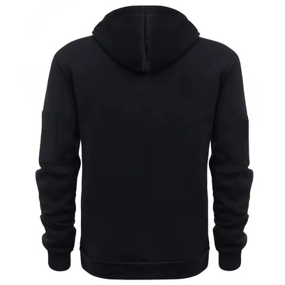 Autumn Long-sleeved Hooded Pullover Men's Zippered Pocket Sweatshirt, Drawstring Sports Men's Casual Hooded Sweatshirt