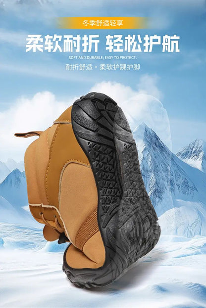 Waterproof Kids Barefoot Snow Boots 2025 New Wide Toe Winter Warm Fur Lined Shoes for Boys Girls Cold Weather Outdoor Sneakers