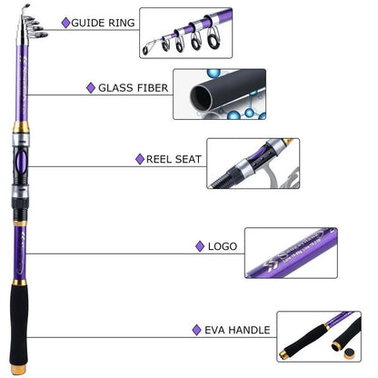 Sougayilang 1.8-3.3M Telescopic Fishing Rods 6-8 Sections Ultralight Glass Fiber Carp Fishing Rods Spinning Pole Fishing Tackle