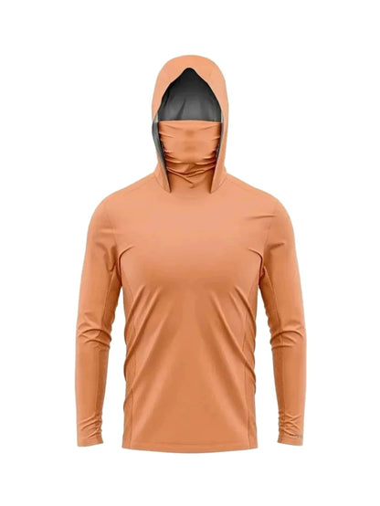 Camisas de Pesca com Capuz e Proteção Facial Masculinas Roupa de Pesca de Manga Longa Respirável