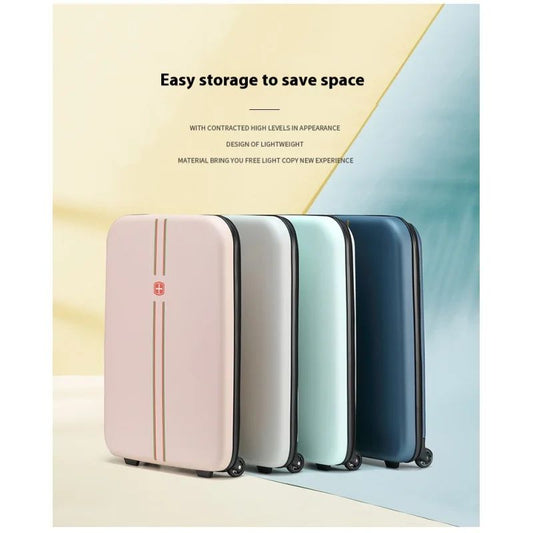 Foldable Upright Luggage Portable Business Travel Suitcase 20/24 Inch - Compact Foldable Carry-On for Easy Storage And Transport