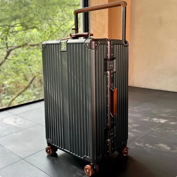 Mala de Viagem com Estrutura de Alumínio e Alça Larga, Rodas Giratórias Silenciosas Coloridas e Trava TSA, Mala de Carrinho de Grande Capacidade