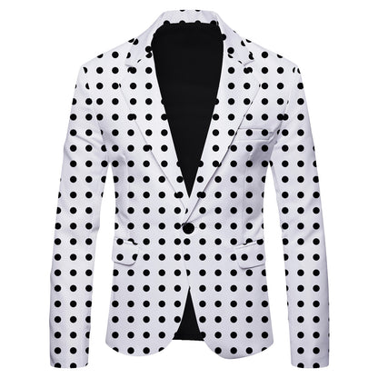 HOO 2025 New Men's Polka Dot Print Leisure blazer Jacket British Fashion Slim-Fitting   blazer    Pattern Customization