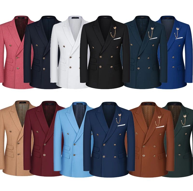 2025 Suit (Blazer+ Trousers) Men's Fashionable Gentleman Business Double-breasted British-style Banquet Host Casual Wedding Suit