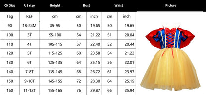 Snow White Princess Dress Up Kids Girls Halloween Costume With Cape Toddler Birthday Party Role Playing Children Apparel Clothes