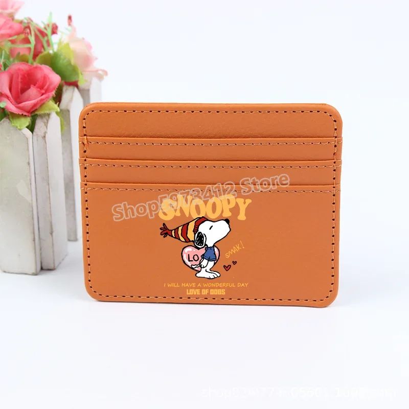 Snoopy Coin Purse Peanuts Anime Credit Card Holder Passport PU Wallet ID Cards Cover Case Bag Kids Men Woman Birthday Gift