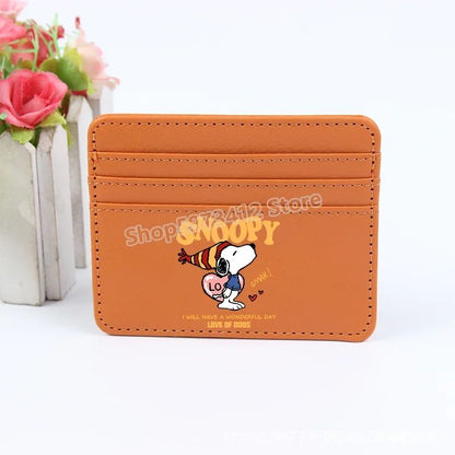 Snoopy Coin Purse Peanuts Anime Credit Card Holder Passport PU Wallet ID Cards Cover Case Bag Kids Men Woman Birthday Gift
