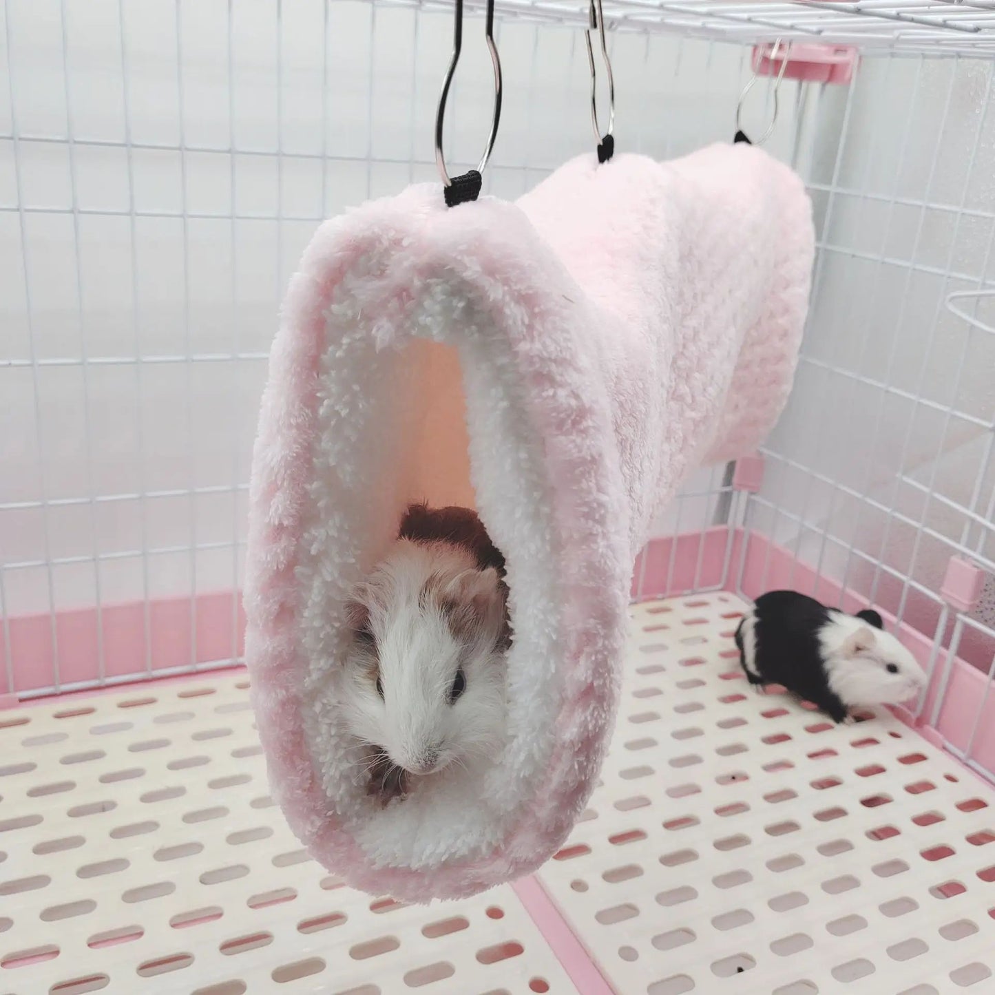 Rede de estimação quente de inverno, rede de hamster de pelúcia espessa de camada dupla, chinchila, porquinho da índia, furão, saco de dormir, gaiola suspensa de hamster