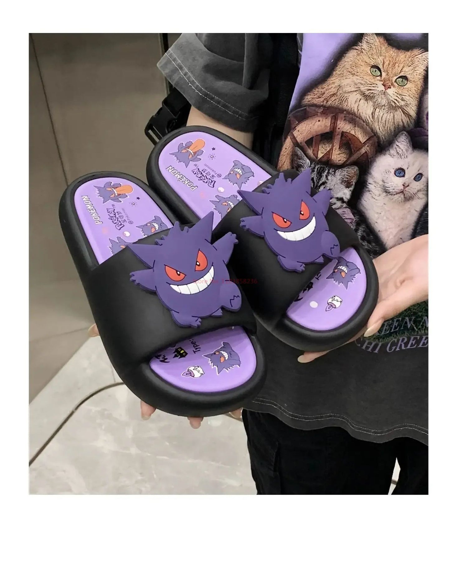 Pokemon Gengar Anime Periférico Chinelos Para Homens E Mulheres Modernos E Legais Infravermelho Antiderrapante Eva Chinelo de Casal de Presente