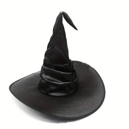 Chapéu de Bruxa de Halloween - Acessório Dobrável de Cosplay de Mago, Boné Preto de Diabo para Adultos Mulheres Homens, Fantasia e Decoração de Festa