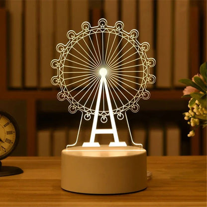 USB Operated 3D Acrylic LED Night Light Festival Birthday Kids Gifts Bedroom Bedside Decor Night Lamp Home Novelty Lighting