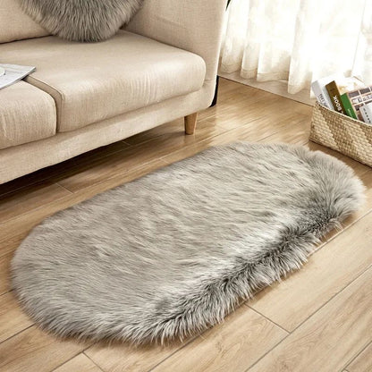 Super Soft Plush Oval Rug Mat Fluffy White Carpets for Living Room Home Decor Bedroom Kid Room Decoration Salon Thick Pile Rug