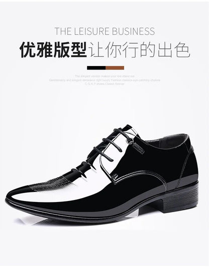 Luxury Business Oxford Leather Shoes Men Breathable Patent Leather Formal Shoes Plus Size Man Office Wedding Flats Male Black