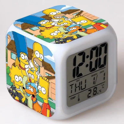 Simpsons Homer Relógio Despertador Digital LCD com Calendário Termômetro Relógio Despertador Portátil Decoração de Mesa Presentes Novo