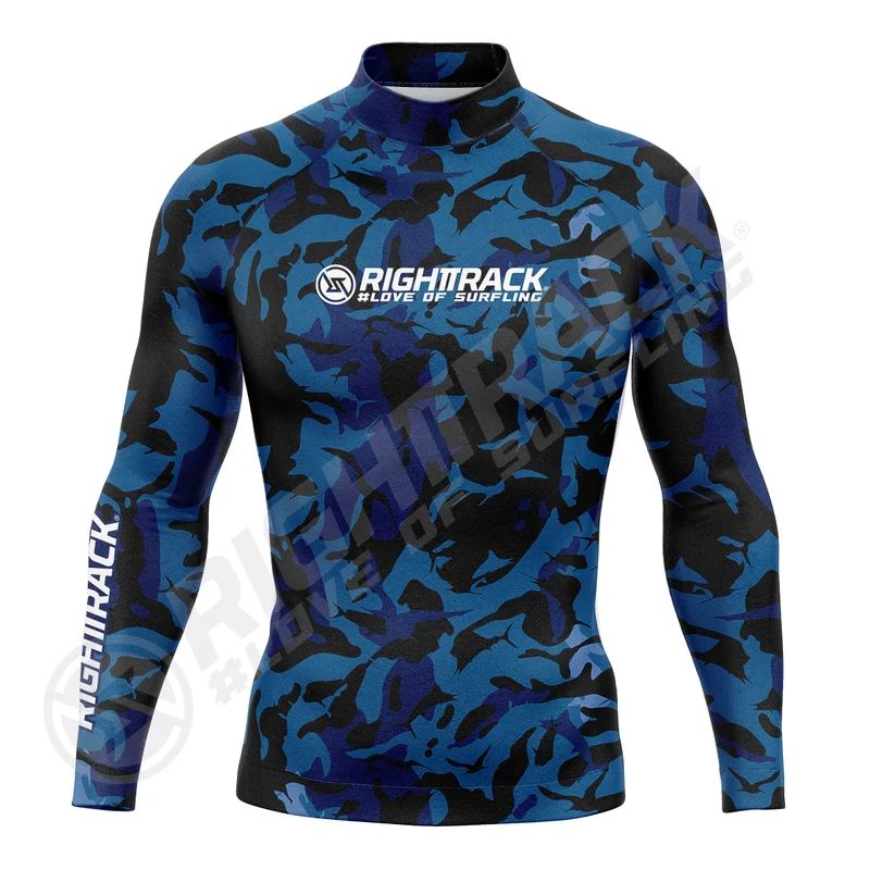 HotSale Men's Surfing Shirt CAMO Lycra Rashguard RIGHTTRACK Surf Sportswear Beach UV Protection Swimwear UPF50  Clothes