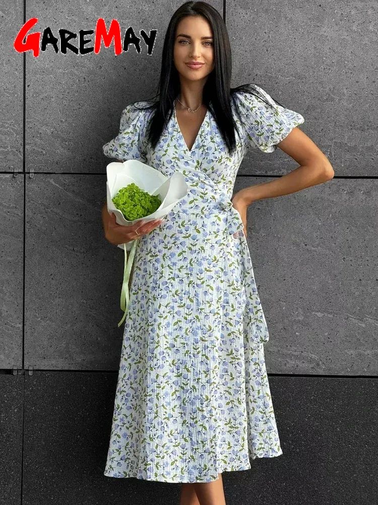 Summer Women's Light Long Dress 100% Cotton A-line Midi Dresses Muslin with Side