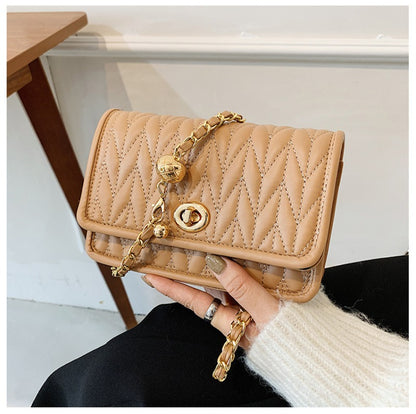 New Fashion Women's Shoulder Bag Simple Chain Texture Small Square Bag Light Luxury Party Crossbody Bag Purses and Handbags
