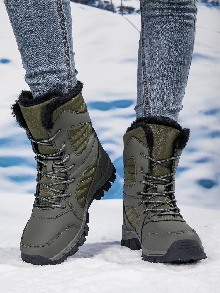 Winter Women's Snow Boots High Top Hiking Boots for Women Winter Outdoor Walking Sneakers Waterproof Plush Warm Platform Boots