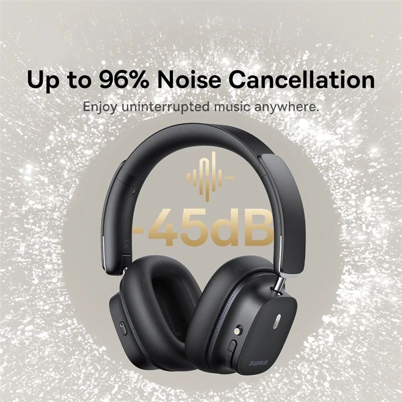 Baseus Bowie 30 Max Bluetooth Headphones 45dB Noise Cancellation Hi-res LDAC Over Ear Headset 3D Spatial Audio Wireless Earphone