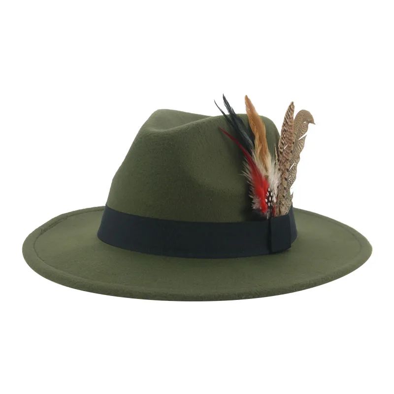Chapéu Fedora Inverno Feminino Chapéus Masculinos Chapéu de Feltro Pena Luxo Moda Casual Decoração Casamento Homens Mulheres Fedora Chapeau Femme Touca